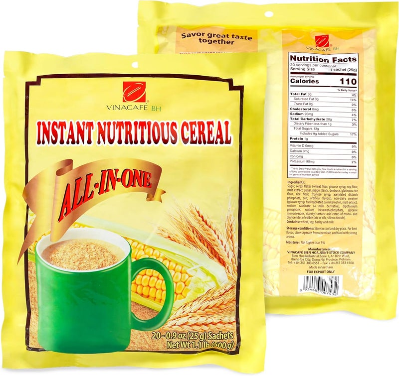 Vinacafe Instant Cereal Mix – 20 Sachets (14.11 Oz) | Nutritious Vietnamese Instant Cereal Drink - Image 2